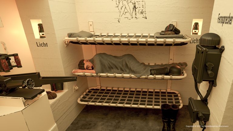 Schlafender Soldat im Bunker